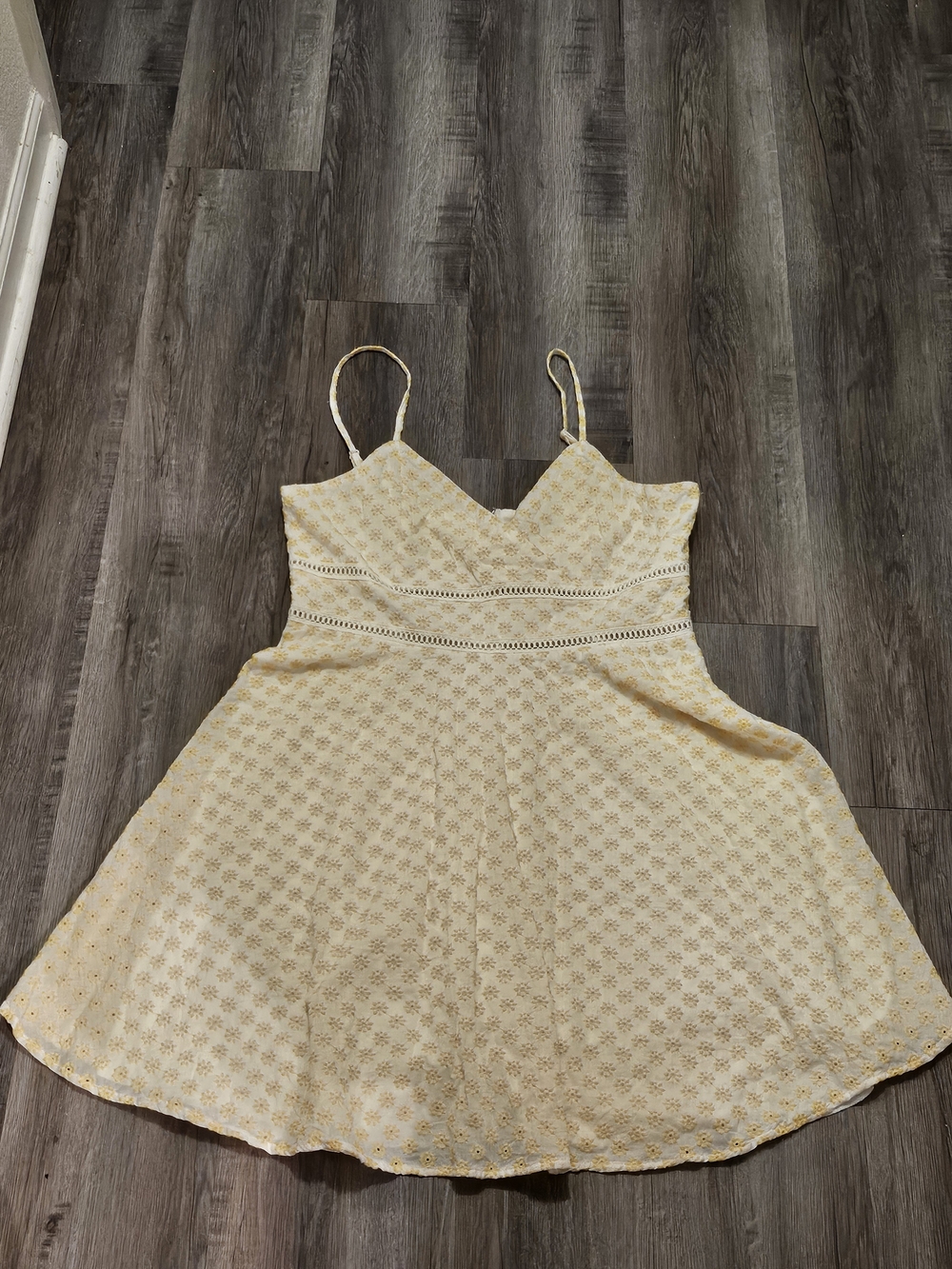 Trixx Yellow Eyelet Spaghetti-Strap Mini Dress
